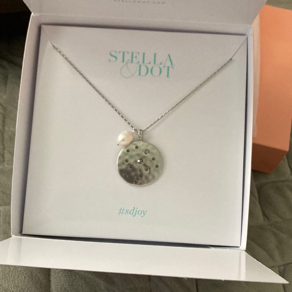 Stella and Dot silver COLLECTOR'S BOX MEDALLION PENDANT!
